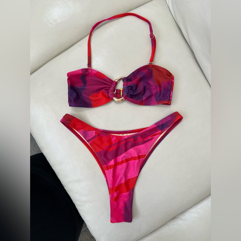 Brazilian Cut Red and Purple Bikini Set